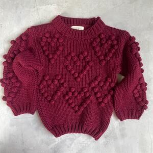 Anthropologie Baby Chunky Popcorn Heart Sweater Size 18-24 M Cottagecore Cozy